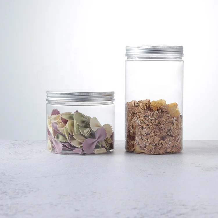 100ml 150ml 200ml 400ml 4oz 8oz Food Grade Cosmetic Packaging Clear PET Wide Mouth Plastic Jar with Aluminum Plastic Lid