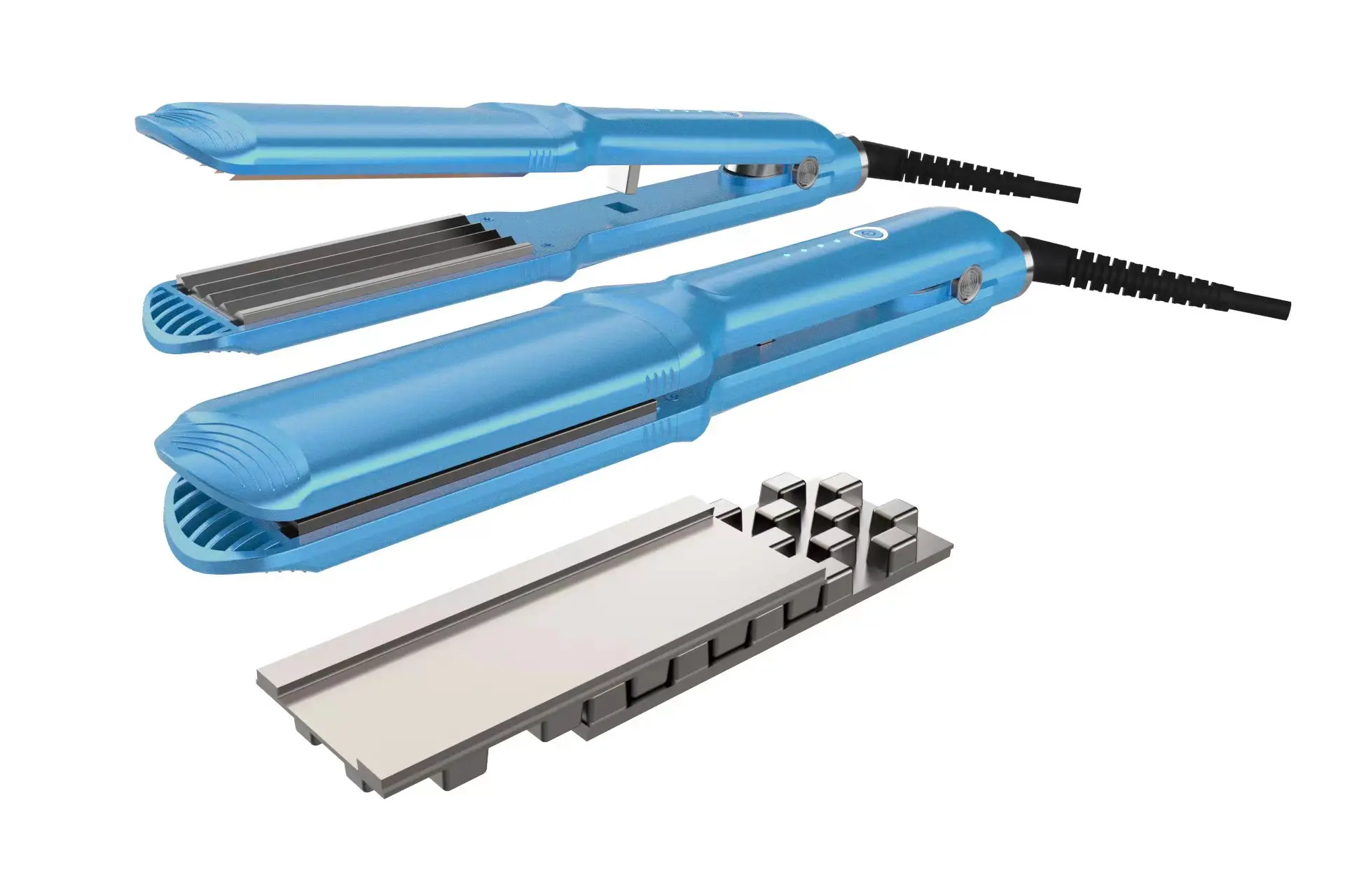 Professional 3D Grid Hair Straightener with LCD Display 5 Kinds Plates Interchangeable Wide Plate Flat Iron