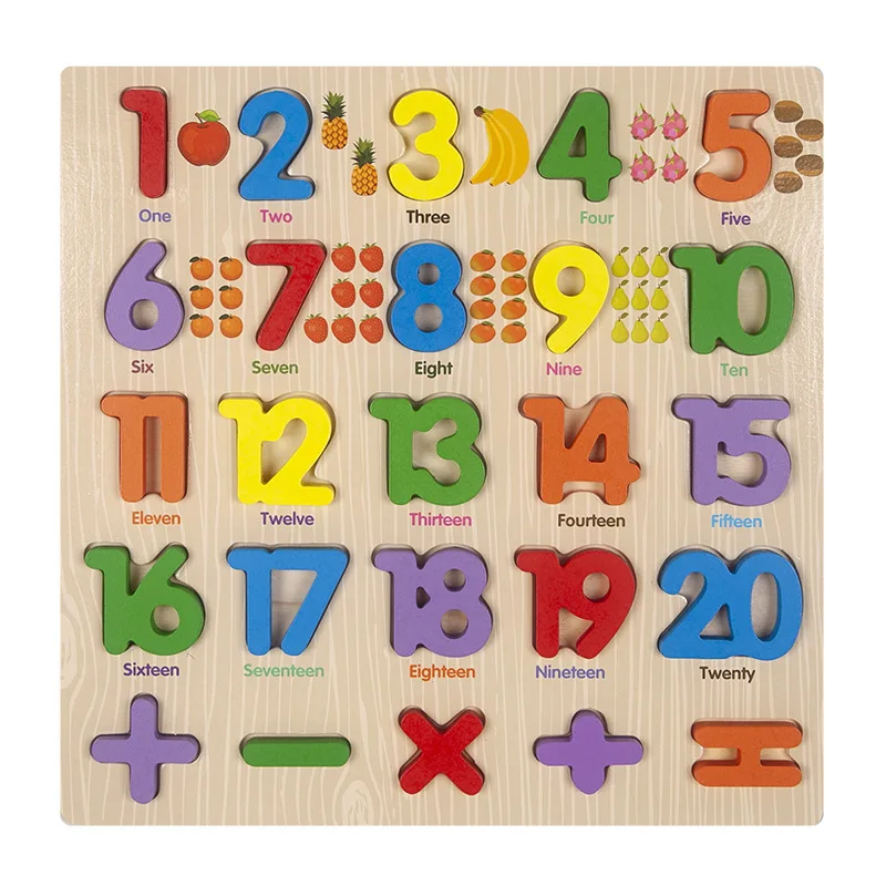 Wholesale Wooden Alphabet Number Enlightenment Cognitive Plate Wooden Puzzle Toy Educational