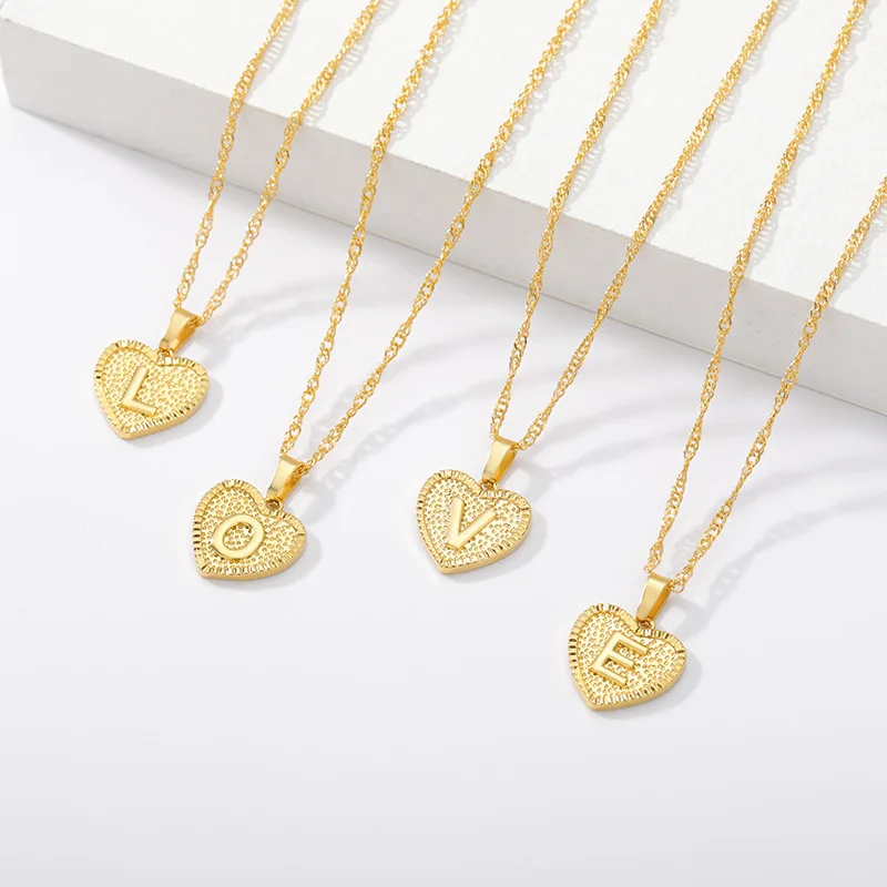 NIUREDLTD Initial Heart Necklace Bracelet Set Gold Plated Initial Necklace  A Z 26 Alphabet Letter Necklace Bracelet For Women