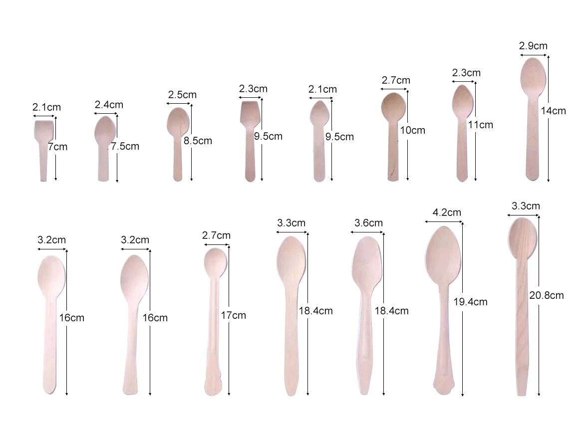 Small Size 95mm Biodegradable Disposable Wooden Spoons for Party Free Samples Edible Square Spoons for Ice Cream Tasting