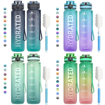 Hot Sale Portable Outdoor Water Bottle Plastic Tritan Water Drink Jug Hiking Motivational Water Bottle