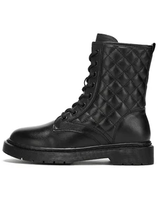New Arrival Women Black Quilted Leather Lug Sole Luxury Autumn Winter Fashion Comfort Outdoor Walking Shoes Wholesale