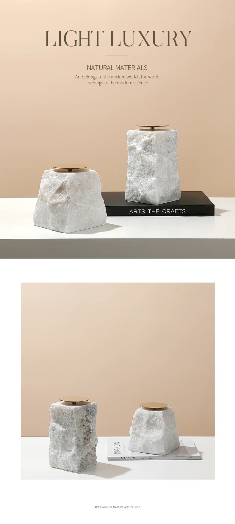 Flolenco Luxury Decorative Marble Candle Stand Interior Tabletop Tea