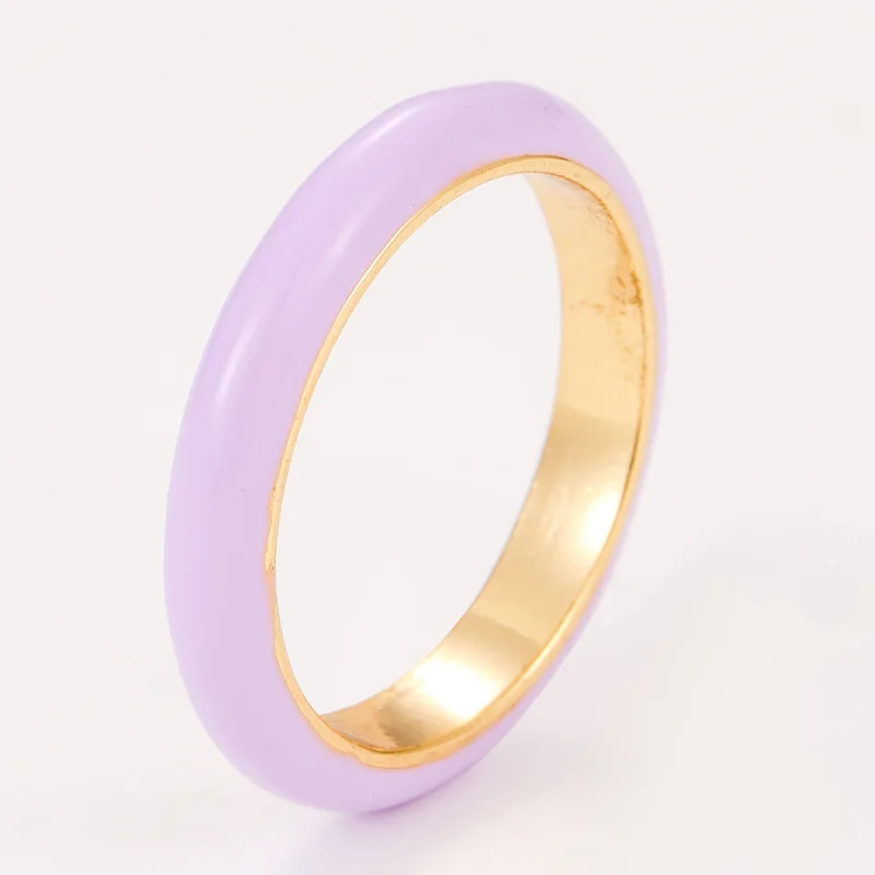 Handmade European and American Fashion Rainbow Cubic Zircon Enamel Simple Ring for Women
