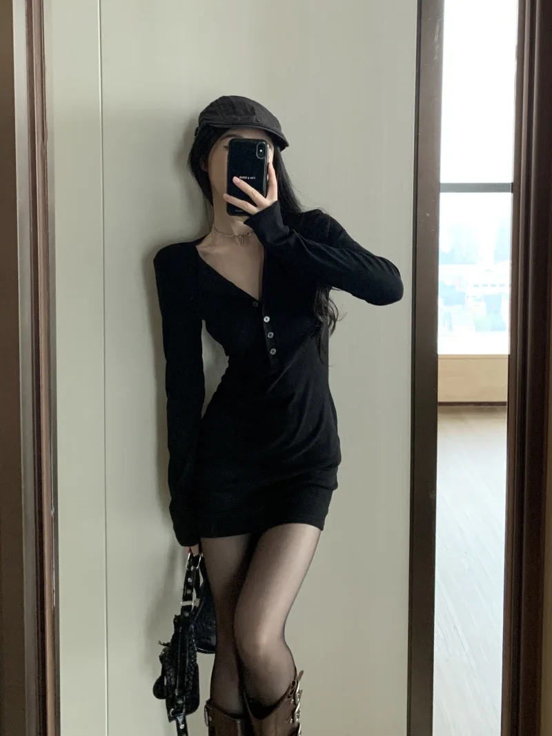 slim fit dress slacks Kirby Black Mini Dress - 6