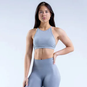 Custom Workout Clothing Custom Women Yoga Sports Bra Seamless High Neck Activewear Across Backless Dynamic Bra