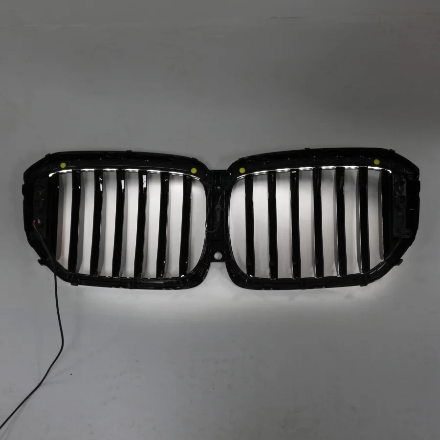 product tiypeor black kidney led grille front bumper for bmw x5 g05 2019   2022 car abs dual strip glossy models-4