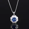 Blue pointed crystal pendant with chain