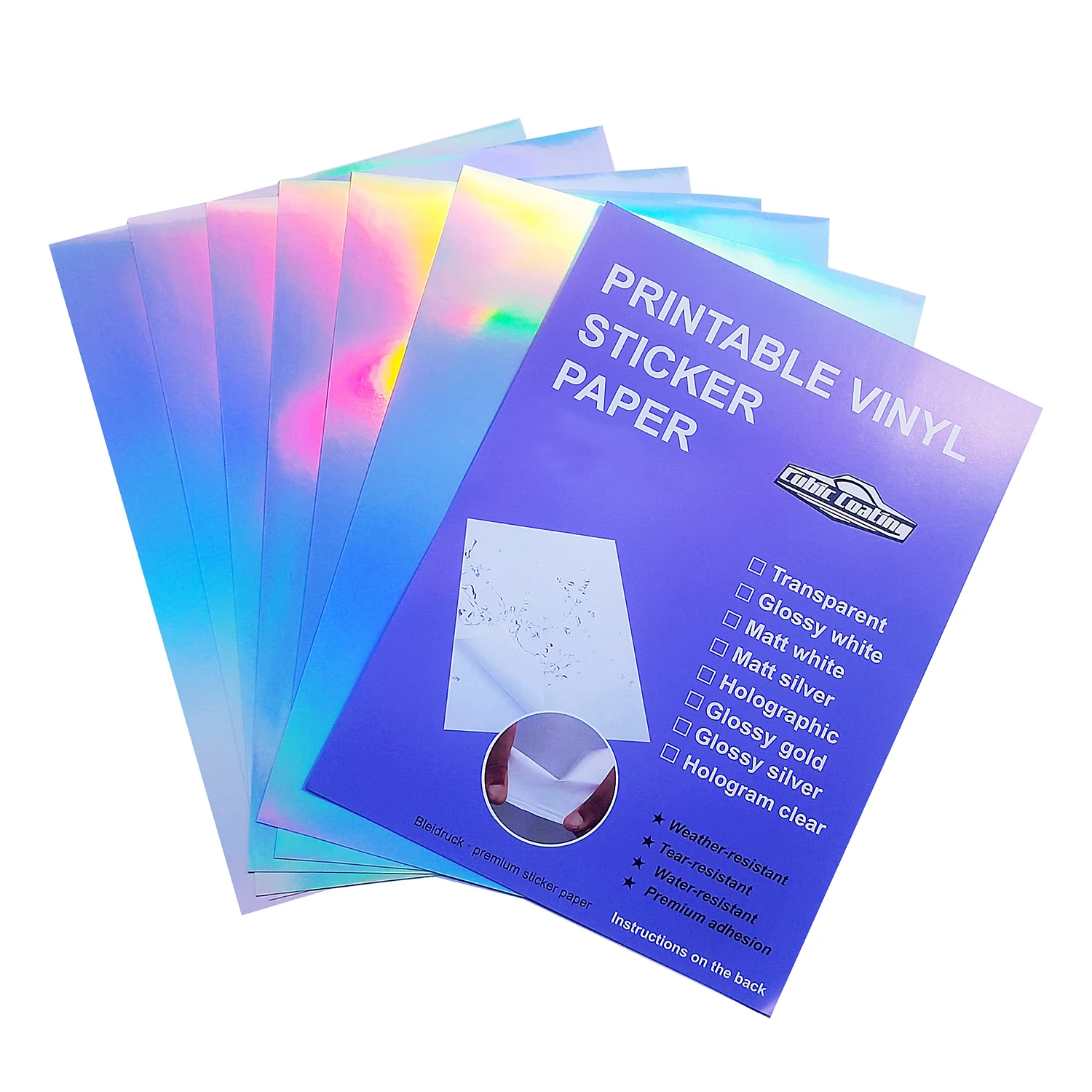 Vibrant Color 100mic 50mic Printable Vinyl Waterproof A4 Holographic