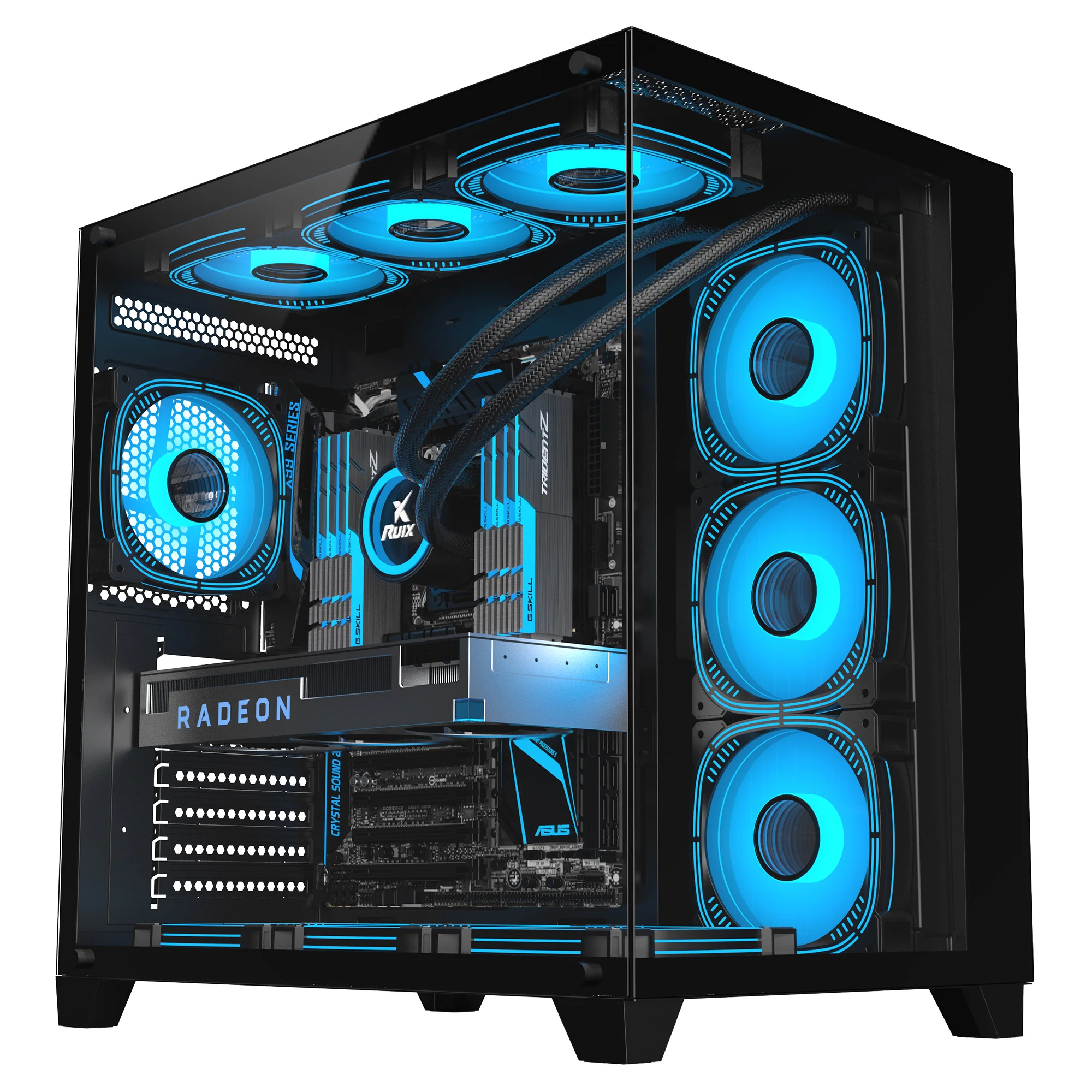Ruix New Design Aerospace ProMax SPCC Frame Dual Tempered Glass Gaming Cabinet Computer Parts ARGB Fans PC Case