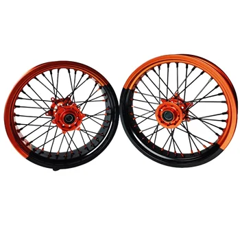 Bi-color Wheel Set 17 Inch Supermoto Wheels Rims Set fit KTM 125 250 450 EXC SXF 2003-2023