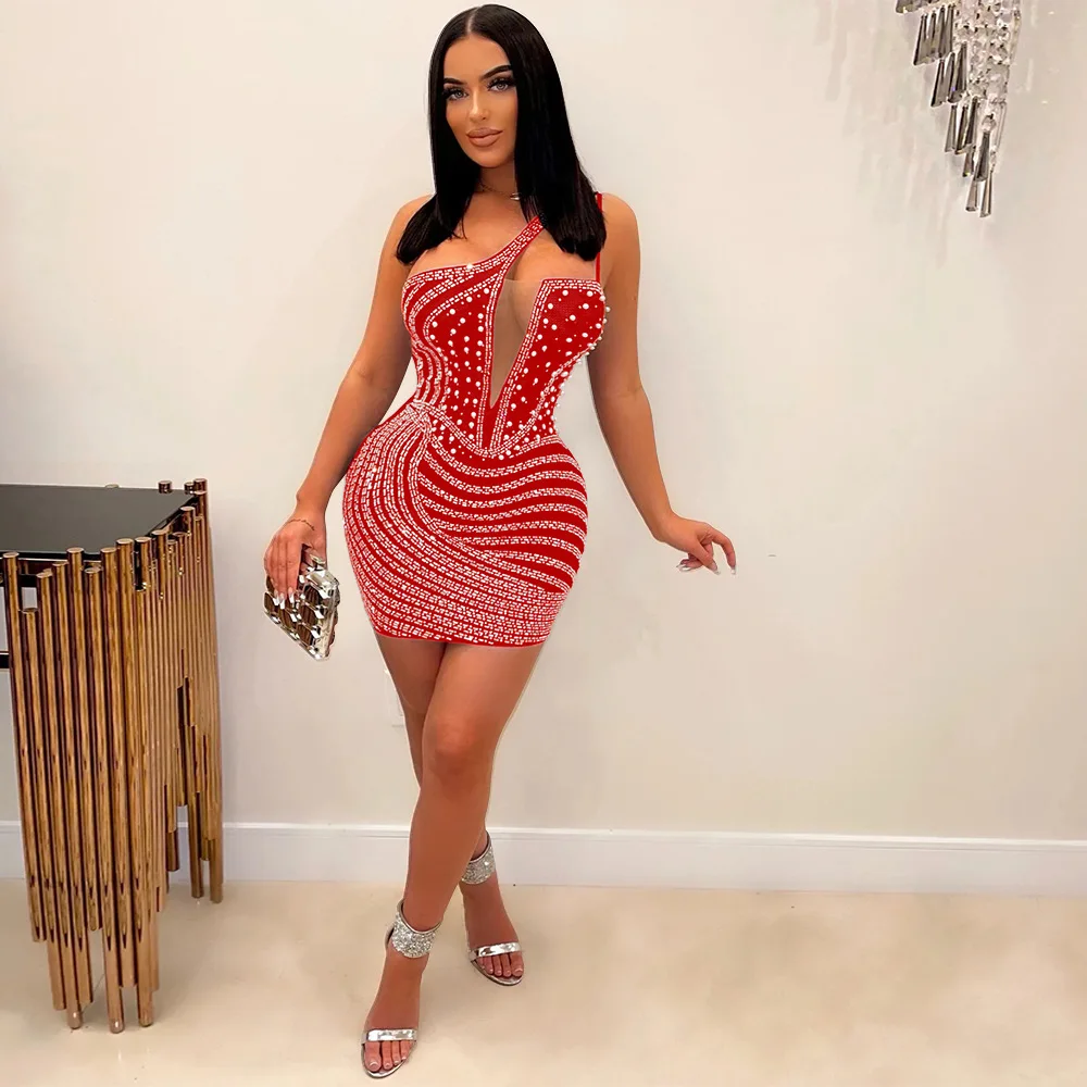 white christmas dresses Tavimart Sexy Night Club Dress Women's Summer New Cross Halter Neck Dr –  tavimart main image 0
