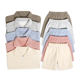 Wholesale Modern Design Kids Garment Summer Organic Cotton Short Sleeve Cheap Baby Clothing Coordinates Cropped Zip up Hoodie