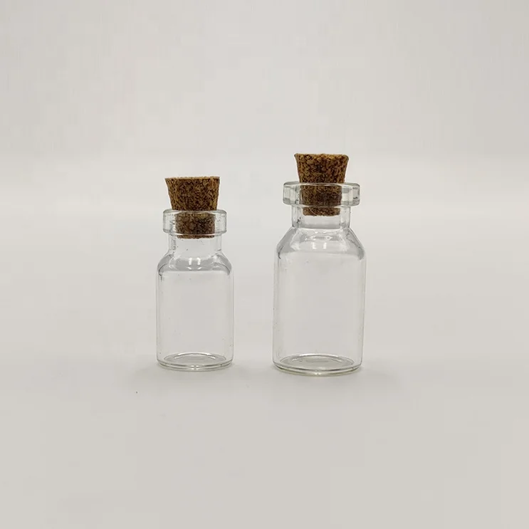 Wholesale mini clear empty glass  bottle jar cork cover square glass dry saffron bottle for storage