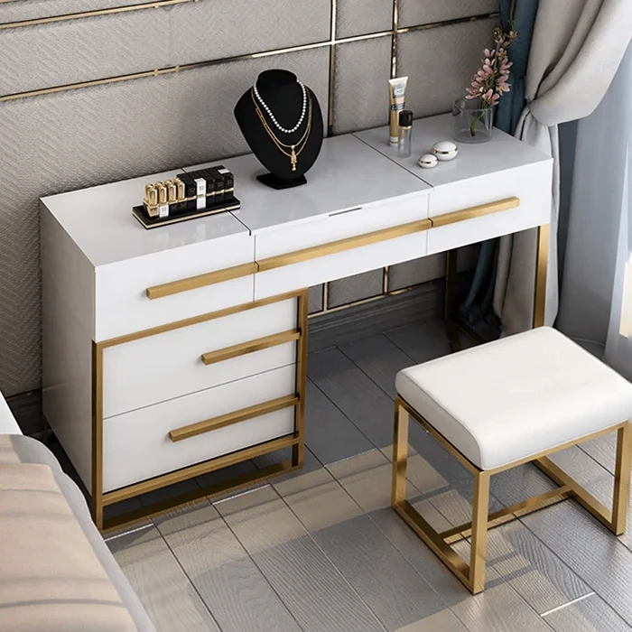 Wholesale Modern Gold Legs Wooden Dressing Table for Luxury
