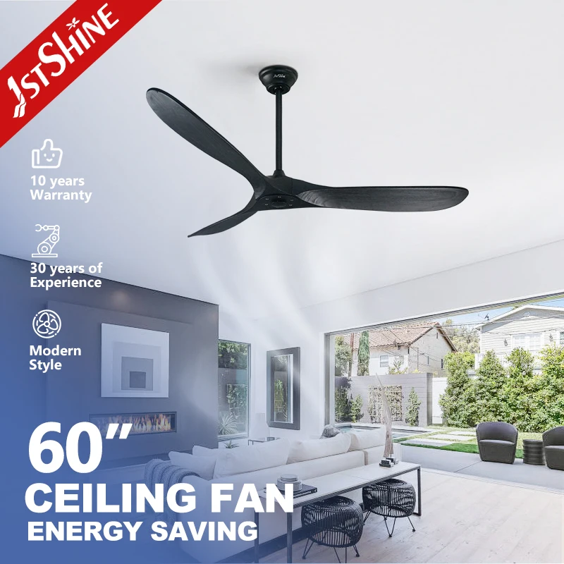 1stshine 60Inch Solid Wood Ceiling Fan for Living Room Matte Black Oem China Supplier Fan Ce Certified
