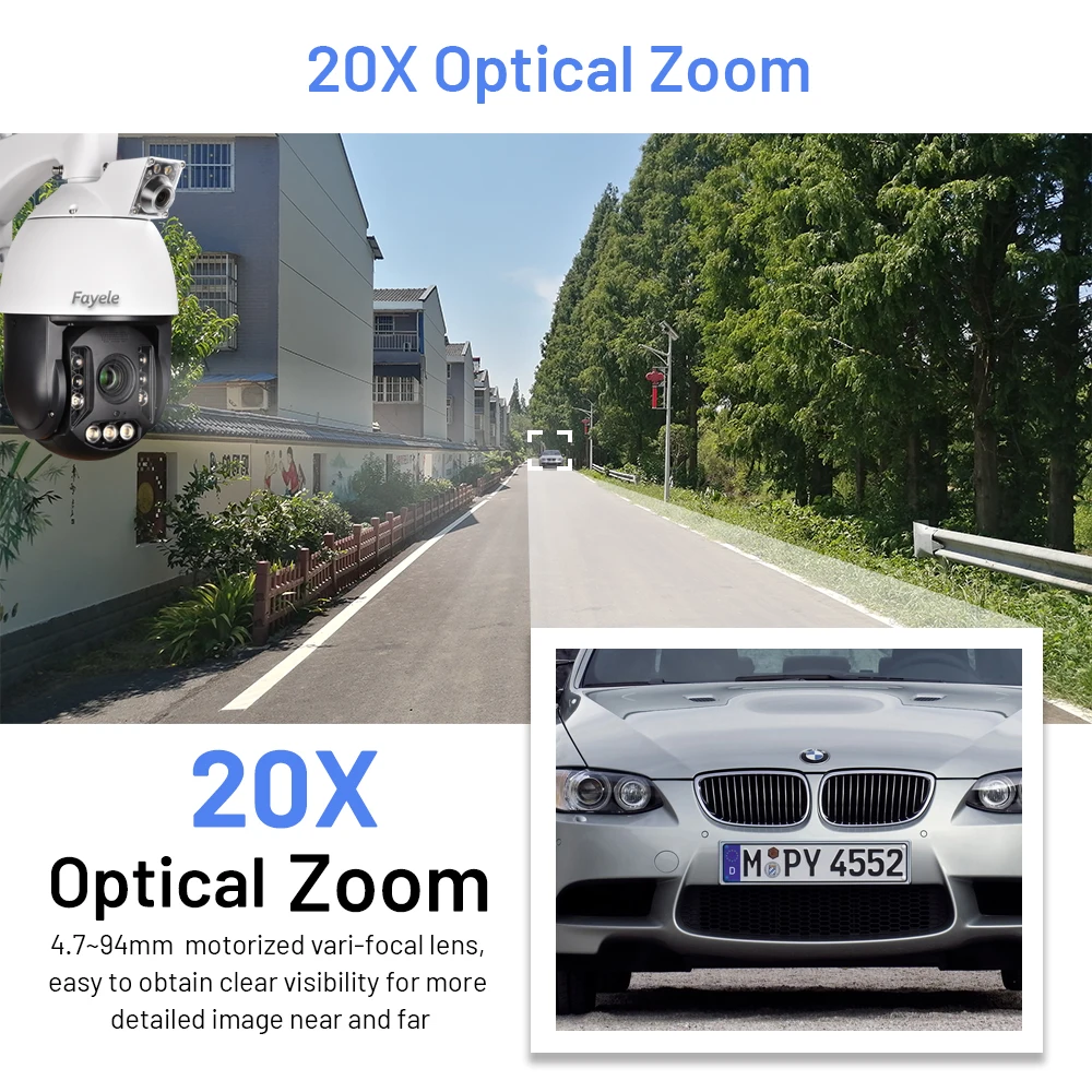 5MP Dual Lens Intelligent Smart Linkage PTZ Camera Humanoid Auto Tracking Full Color Night Vision POE High Speed Dome PTZ Camera