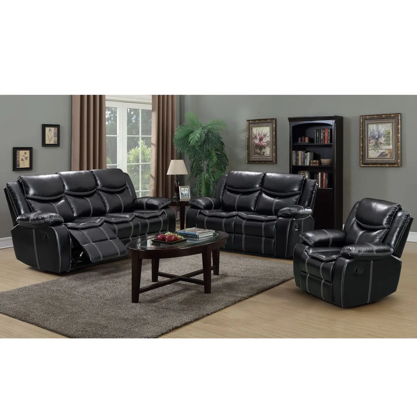 CY Wholesale Full Manual Recliner Sofa Set Corner Couch Sectional Reclinable Electric Corner Sofa 7 Seater Leather