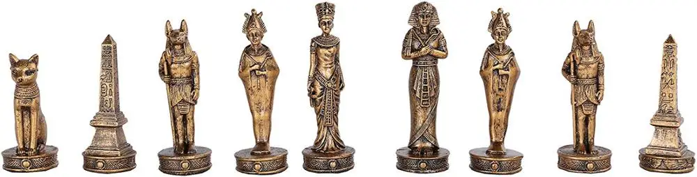 Тихоокеанские подарочные изделия древний Египетский Бог Королевство гражданская война набор шахмат со стеклянной доской 17x17 дюймов-33 шт. [золото и