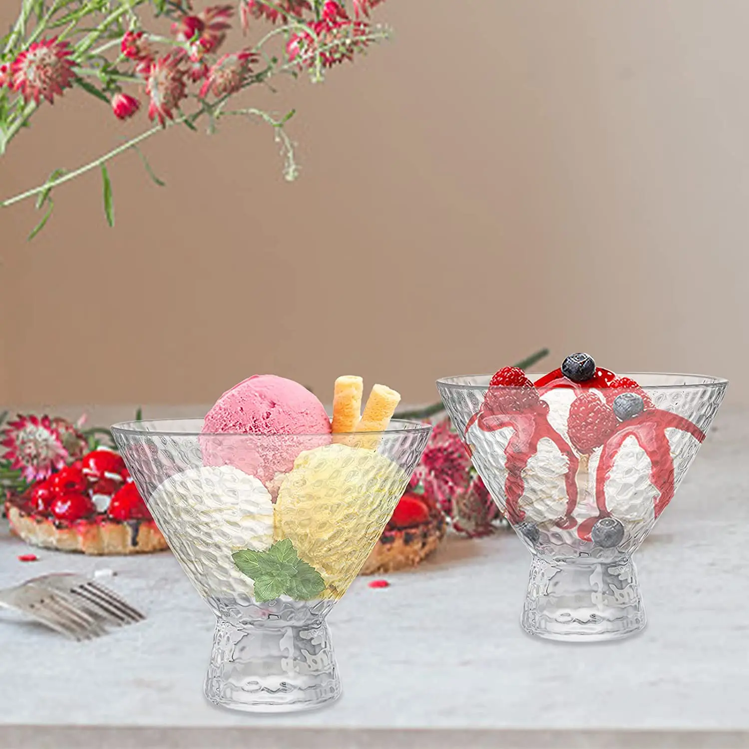 Bol En Verre Lot De 6 Mini Bols à Dessert Transparents En Verre Avec Pied Pour Bagatelle De Crème Glacée, Tasses à Sundae Pour Cocktail Parfait Et Dessert - 140 Ml Verres Bol En Verre Lot De 6 Mini Bols à Dessert Transparents En Verre Avec Pied Pour Bagatelle De Crème Glacée, Tasses à Sundae Pour Cocktail Parfait Et Dessert - 140 Ml Verres