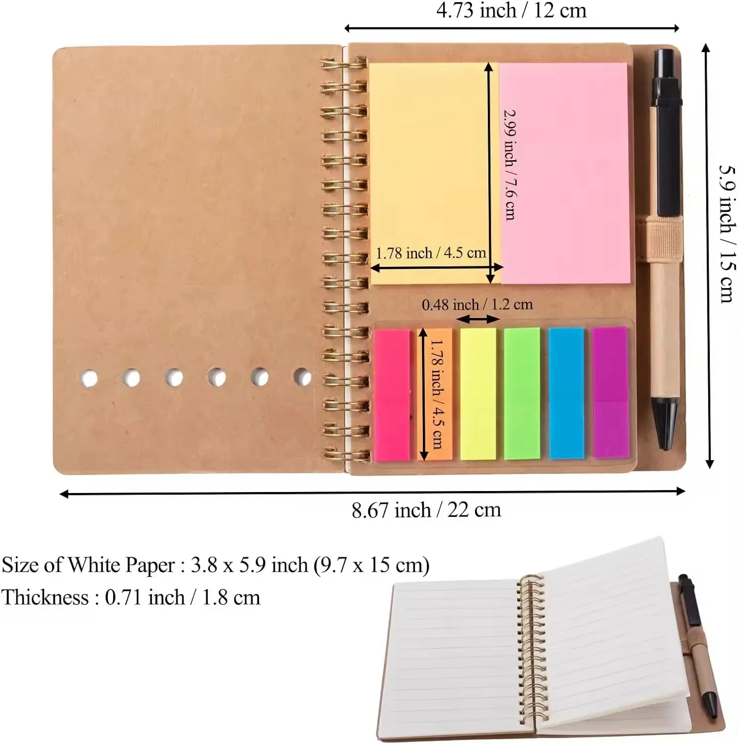 Personalized Mini Small Spiral Notebook Eco Memo Sticky Notes Flag ...