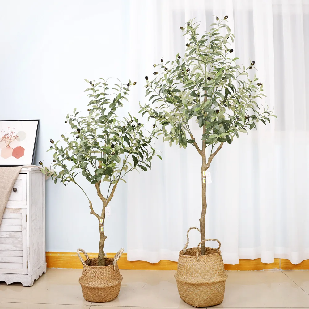 Искусственное оливковое дерево высокое в горшках шелковое с кашпо большие искусственные оливковые ветви и фрукты искусственное для дома