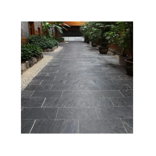 Natural Black Slate Stacked Stone Huge Floor Paver Slabs 300x600