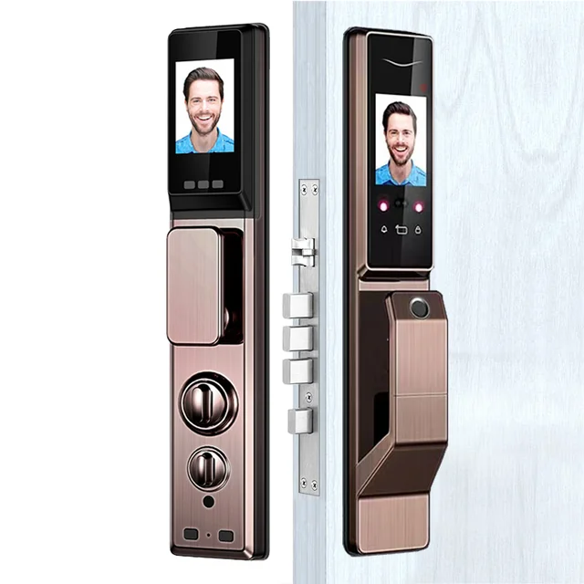 3D Face Recognition Digital Door Lock With Camera Best Smart Door Lock With Dual Screen Video Call Tuya APP Smart Door Lock