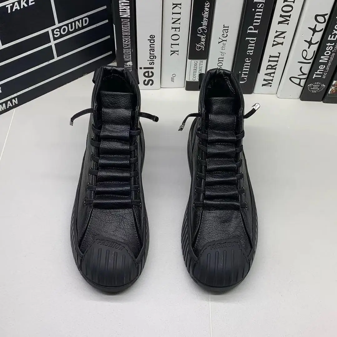 Autumn Winter New Top Quality Hightop Thicksoled Solid Color Leather Men Martin Boots Buy