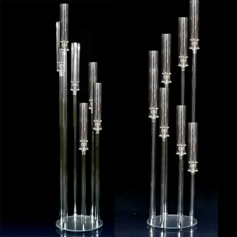 Dandat 2 Pack Gold Candle Holders 41.5" Tall Cluster 8 Arms Acrylic