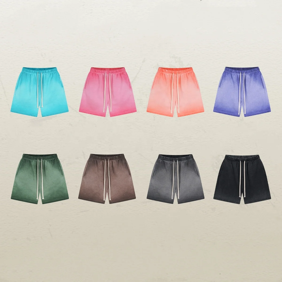 Sun Faded Design Sports Shorts - Custom Logo & Distressed Cotton