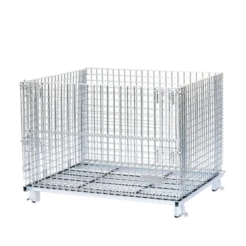 頑丈なスチールワイヤーメッシュ収納ボックス & ケージ木製パレット