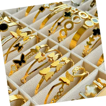 Butterfly Fashion Jewelry Bracelet Clover 18k Gold Plated Bangles Bijoux en acier inoxydable stainless steel bracelet