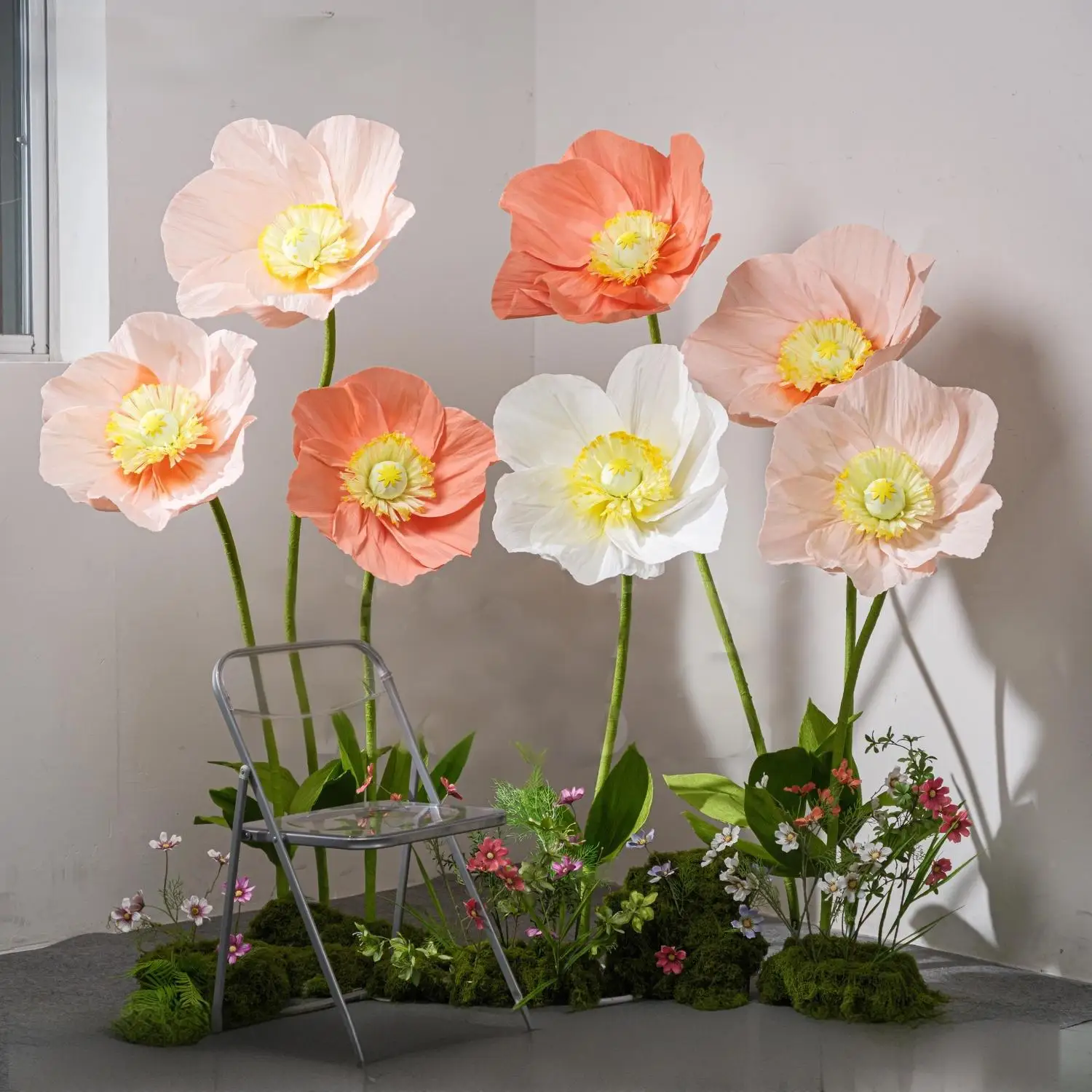 10Pcs Crêpe Papier Boeket Bruiloft Decor Meubels Papier Bloem Bruiloft Papier Versiering Bloem Party Decoratie Verjaardagsfeestje Versiering Muur Bloem Huishoudelijke Roze