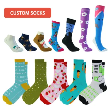 100 % cotton wholesale cheap happy combed cotton new style custom design fashion teen tube socks