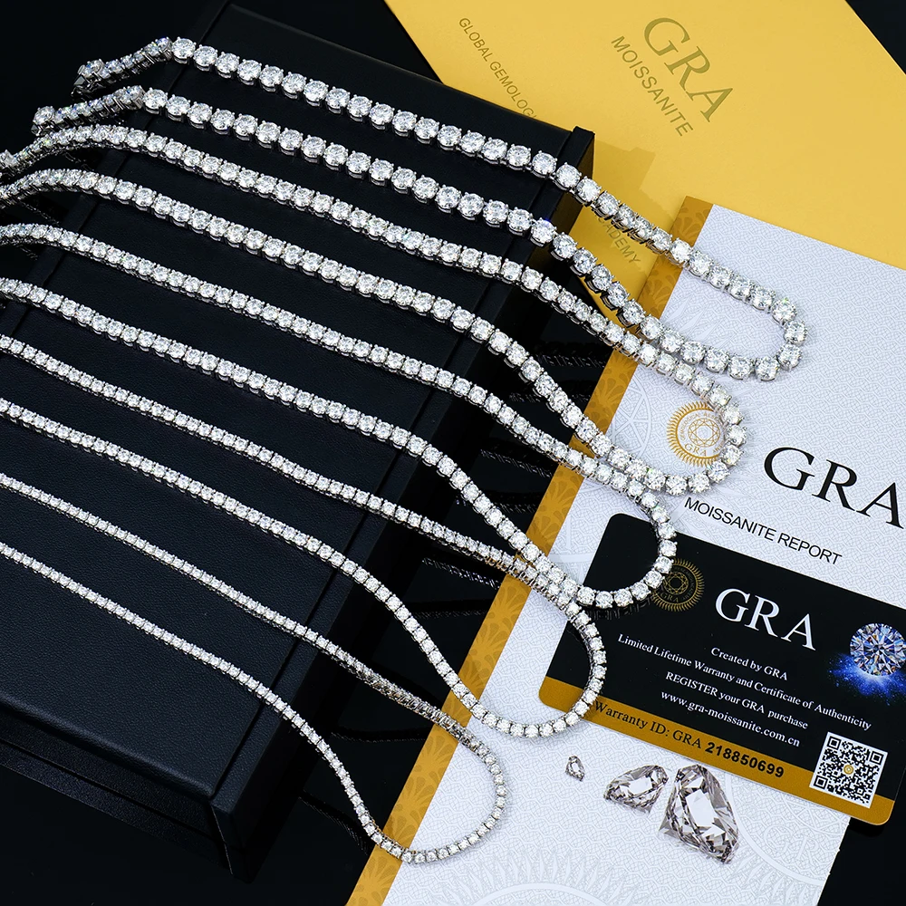 Xingyue Mens Women Hiphop Ice Out Fine Jewelry 2-6mm Silver 925 Link Necklace Gra Vvs Lab Diamond Mossanite Moissanite Chain