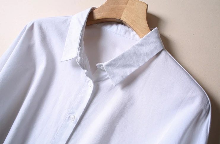 Modest Blouses & Shirts White Women Loose Cotton Oxford Oversize Blouse for Lady Wear