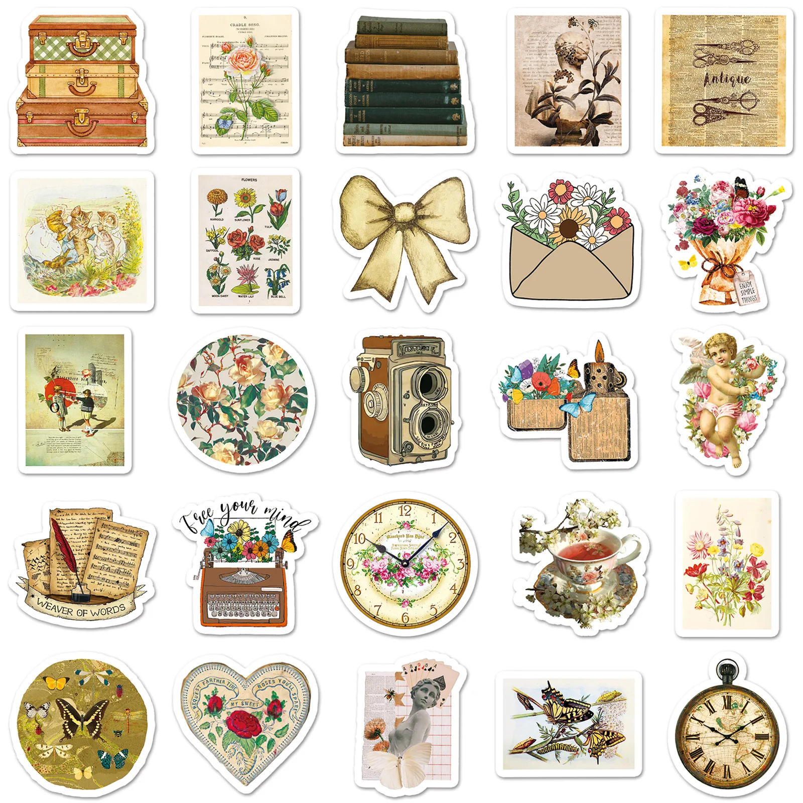 112pcs Vintage Aesthetic Stickers Cottagecore, Cute Retro