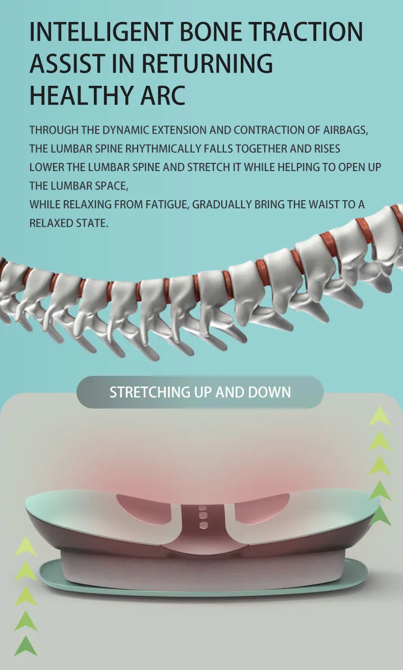 Electric Lumbar Traction Device Waist Massager Lower Back Stretcher with Dynamic