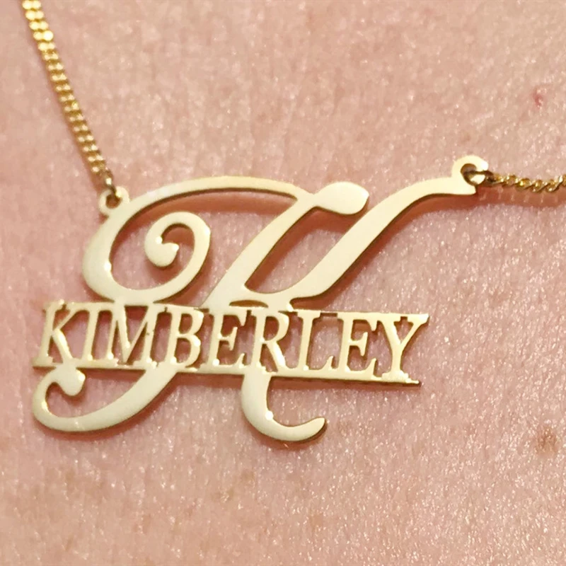 Unique Style Big First Letters Personalized Initial Name Necklace Pendants  Customized Jewelry Nameplate Choker