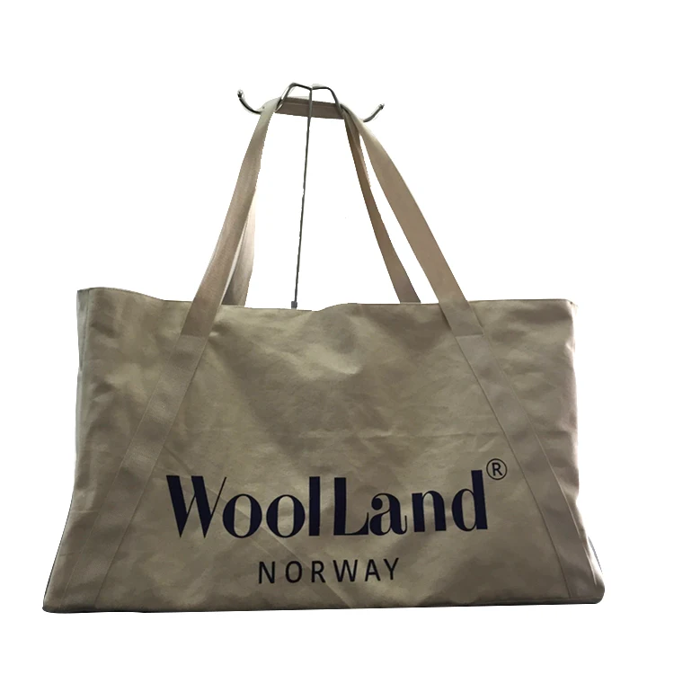 Оптовая продажа, хлопковая пляжная сумка-тоут большого размера с индивидуальным принтом логотипа