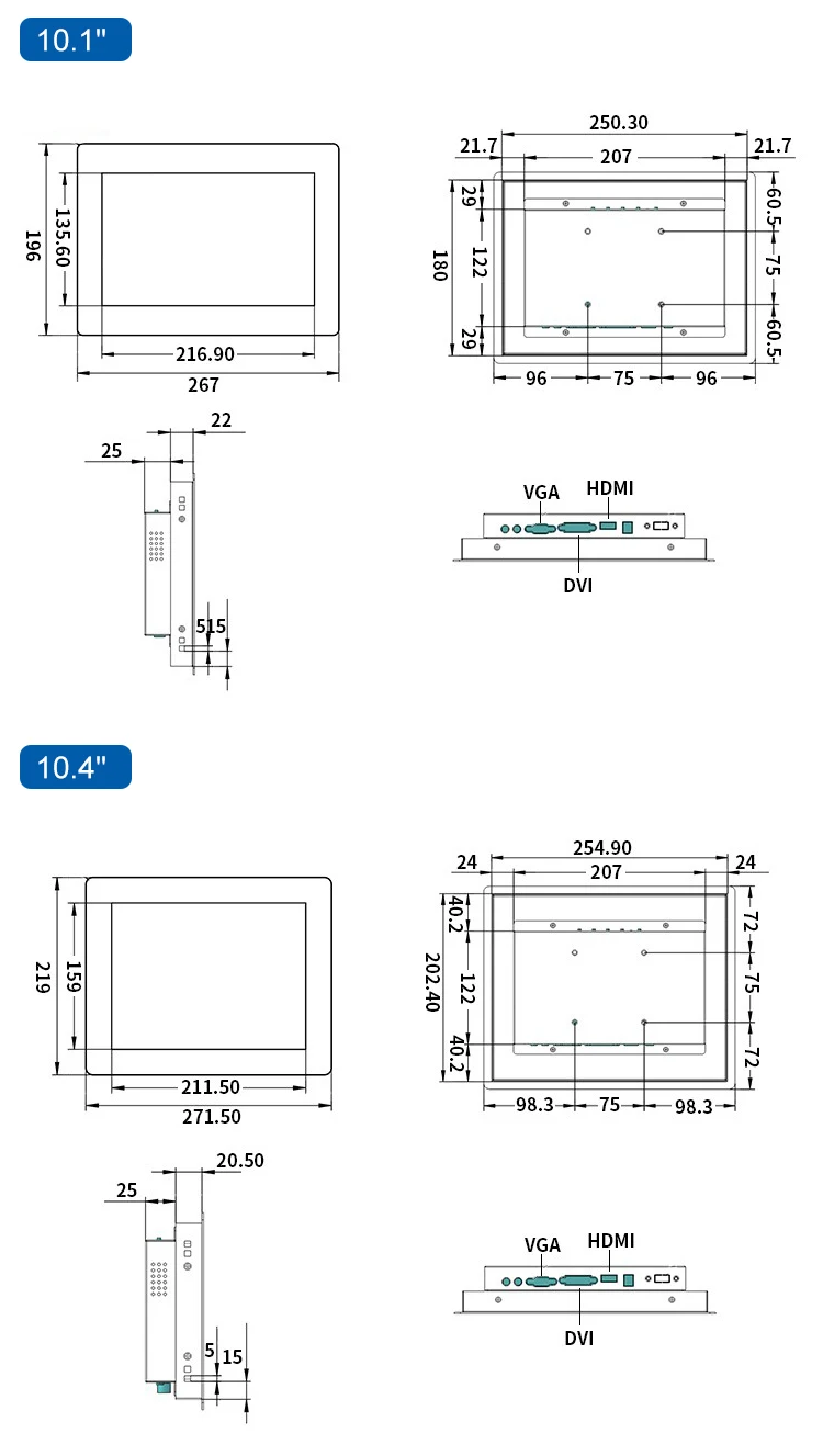 18.5 / 18 Inch VESA Wall Mounted Touch Screen Metal Embedded Touchscreen Industrial Monitor LED Display