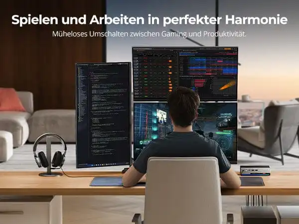 TESmart DP 1.4 Triple 8K@60Hz KVM-Switch-Gaming-Dock für 2 PCs und 3 Monitore, mit EDID, G-Sync und FreeSync_voghion.com