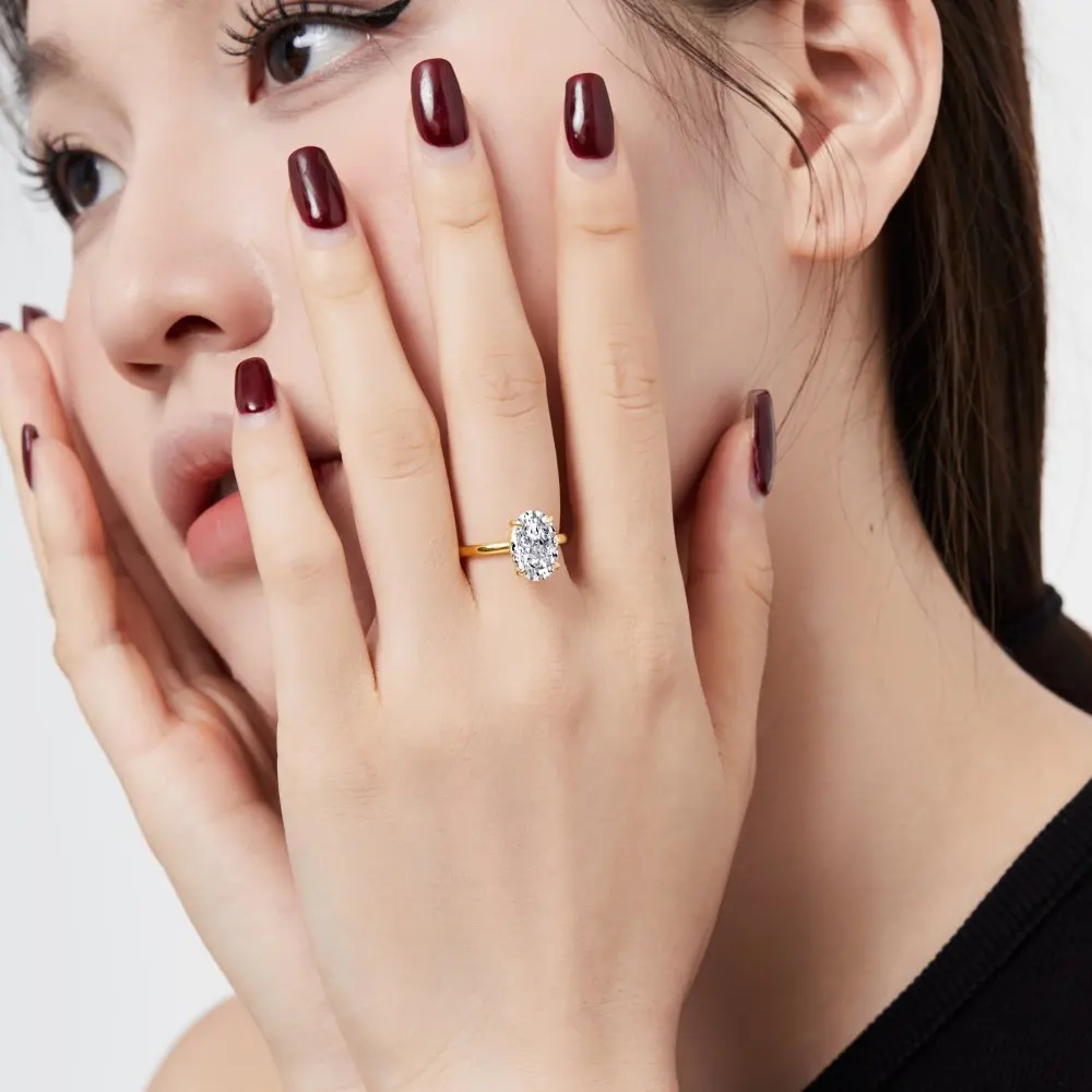KAKODIY Cubic Zirconia Ring 18K Gold Plated Fine Jewelry Oval Cut Cubic Zirconia Engagement Wedding Classic Luxury Party Ring for Women detail 5