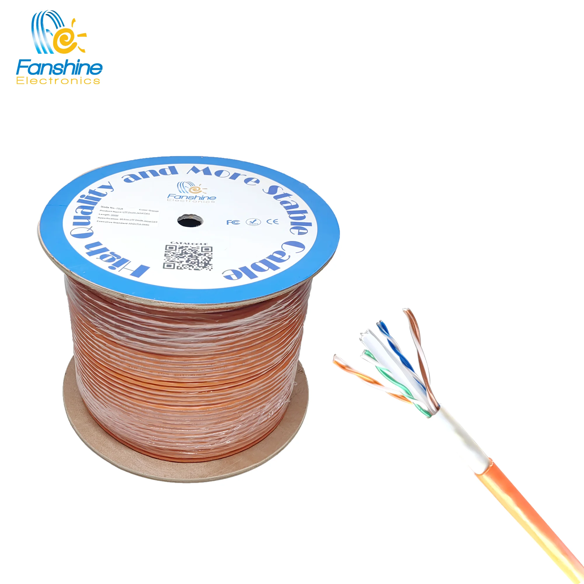 Fanshine Customizable Outdoor Cable Cat 6 Waterproof Pvc Pe Double