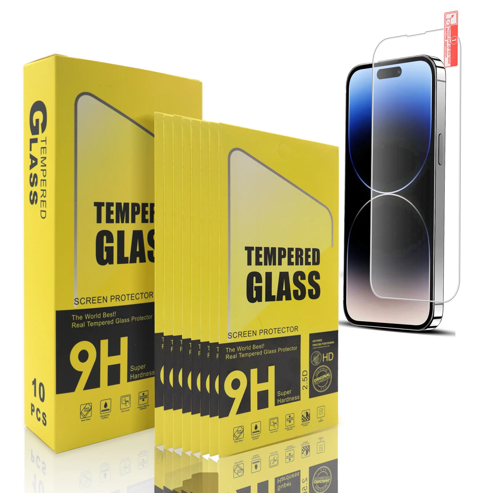 Antiscratch 10 In 1 9d Mobile Phone Tempered Glass Screen Protectors