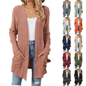 2026 Spring New Coat Women Hooded Casual Zipper Sweet Style Long Sleeve Cardigan Sweater with Solid Color Logo Pocket New Design