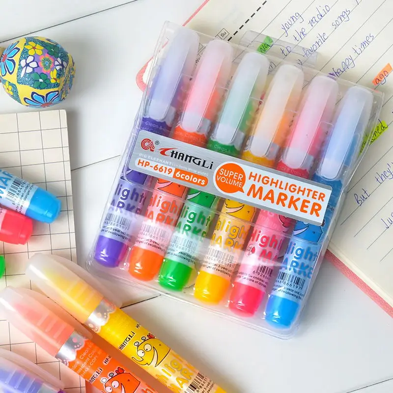 Back to school Канцелярский набор потолком от лучшего производителя Китая 6 видов цветов флуоресцентный пастельный текстовыделители комплект Маркеры Ручка