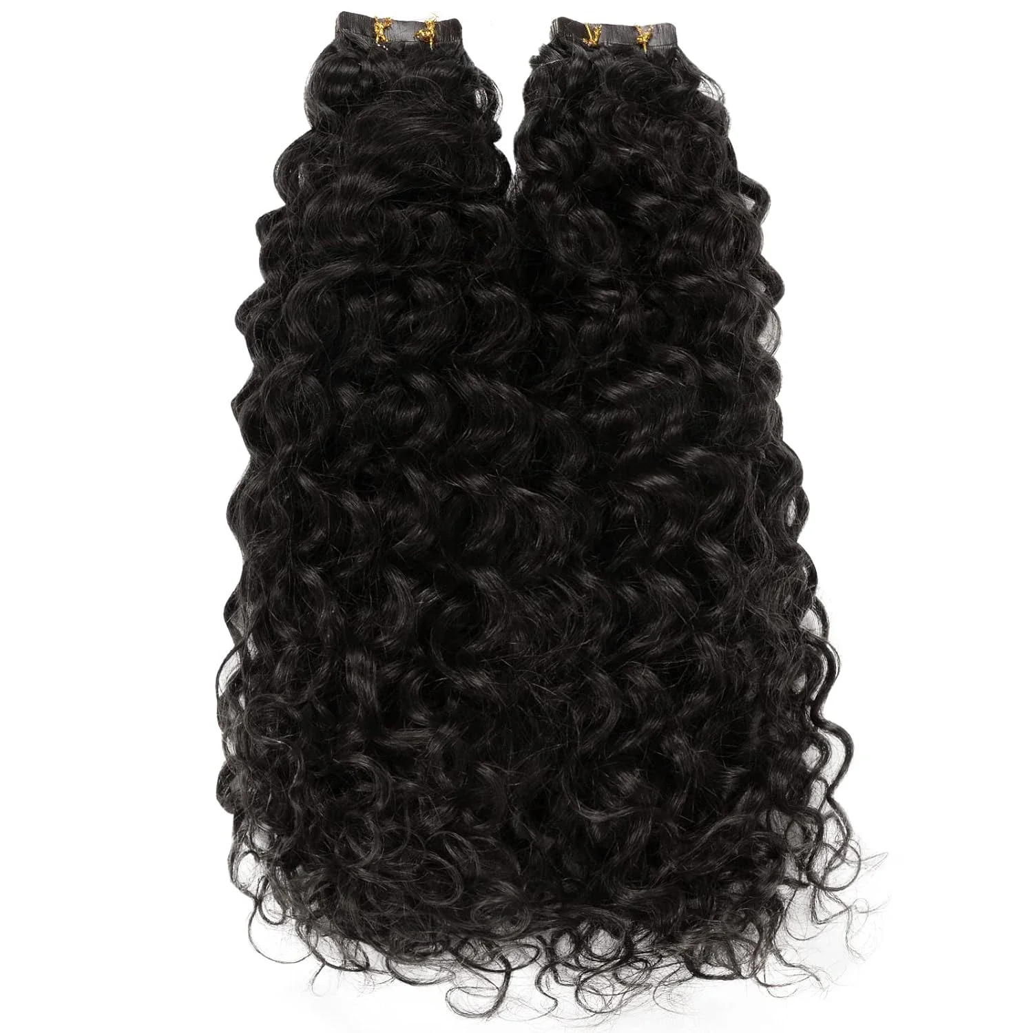 Extensii de păr cu bandă adezivă, 26 de inci, cu onduleuri adânci, pentru femei de culoare, 100% păr Remy, cu bandă adezivă, culoare naturală, negru #1B_voghion.com
